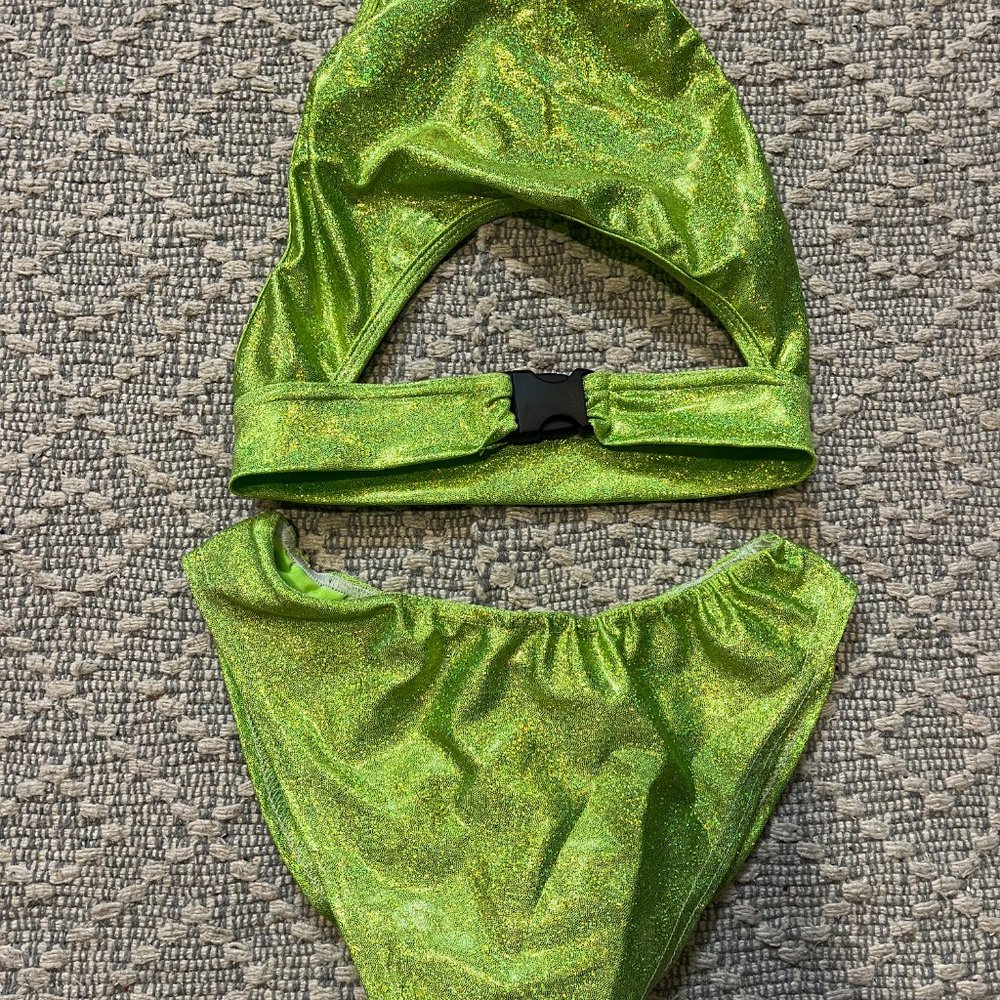 Green Neon Sparkle Rave Outfit Music Festival Rolita Couture
